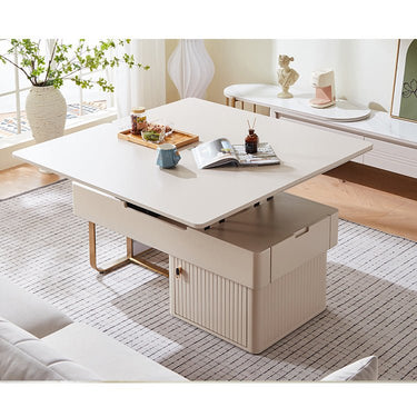 Elegant Sintered Stone Coffee Table in White, Beige, and Blue – Perfect for Modern Interiors hx - 1573MUTUKISPACE