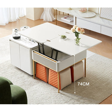 Elegant White Gold Sintered Stone Coffee Table – Modern & Stylish Centerpiece hx - 1576MUTUKISPACE