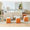 Solid Wood Stool with Beige and Orange Faux Leather Upholstery hx - 1577MUTUKISPACE