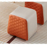 Solid Wood Stool with Beige and Orange Faux Leather Upholstery - Detail view 11