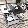 Modern White Sintered Stone Coffee Table with Luxurious Faux Leather Accents hx - 1578MUTUKISPACE