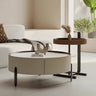 Solid Wood Coffee Table with Sintered Stone Top and Faux Leather Accents hxj - 2703MUTUKISPACE