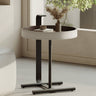 Sleek Carbon Steel Tea Table with Stylish Faux Leather Surface - Modern Design hxj - 2705MUTUKISPACE
