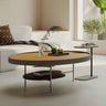 Luxury Faux Leather Coffee Table with Elegant Stainless Steel Frame hxj - 2707MUTUKISPACE