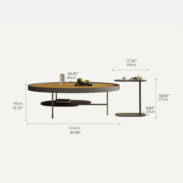Luxury Faux Leather Coffee Table with Elegant Stainless Steel Frame hxj - 2707MUTUKISPACE