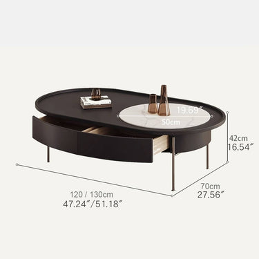Eco - Friendly Pine Wood Coffee Table with Sintered Stone & Stainless Steel hxj - 2709MUTUKISPACE