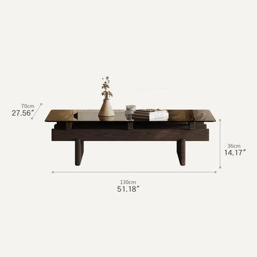 Solid Wood and Tempered Glass Coffee Table - Elegant Design for Modern Living Spaces hxj - 2725MUTUKISPACE