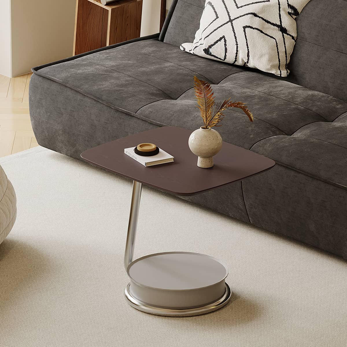Stylish Faux Leather Stainless Steel Tea Table - Modern Design for Ele ...