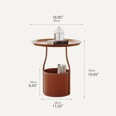 Modern Carbon Steel Tea Table with Faux Leather Finish hxj - 2731MUTUKISPACE
