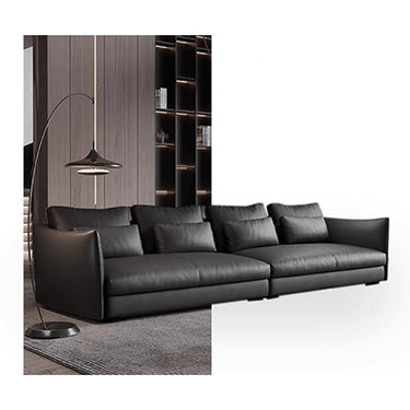 Luxurious Black Faux Leather Sofa with Pine Wood Frame, Latex Down Filling, and Cotton Upholstery hxl - 1264MUTUKISPACE