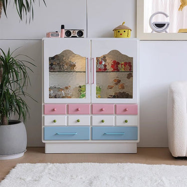 Solid Wood Glass Cabinet - Elegant and Durable Storage Solution hyj - 2300MUTUKISPACE