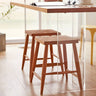 Premium Wooden Stool - Natural Brown Cherry & Black Walnut Finish hykmq - 747MUTUKISPACE
