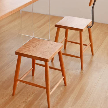 Premium Wooden Stool - Natural Brown Cherry & Black Walnut Finish hykmq - 747MUTUKISPACE