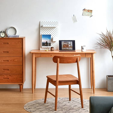 Elegant Cherry Wood and Natural Plywood Desk hykmq - 750MUTUKISPACE