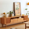 Elegant TV Cabinet in Natural Wood, Gold & Black Cherry with Aluminum Accents hykmq - 758MUTUKISPACE