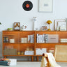 Elegant Brown Cherry Wood Cabinet with Black Walnut Tempered Glass Doors hykmq - 760MUTUKISPACE