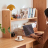 Elegant Red Oak Storage Rack with Copper Accents - Perfect for Any Space hykmq - 763MUTUKISPACE