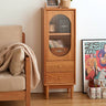 Elegant Cherry Wood & Glass Cabinet with Copper Accents - Plywood Shelving hykmq - 766MUTUKISPACE