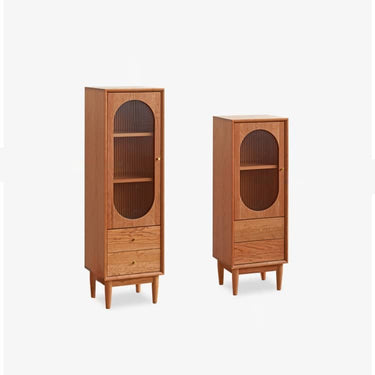 Elegant Cherry Wood & Glass Cabinet with Copper Accents - Plywood Shelving hykmq - 766MUTUKISPACE