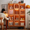 Elegant Cherry Wood Cabinet with Glass Doors and Copper Accents - Natural Finish hykmq - 768MUTUKISPACE