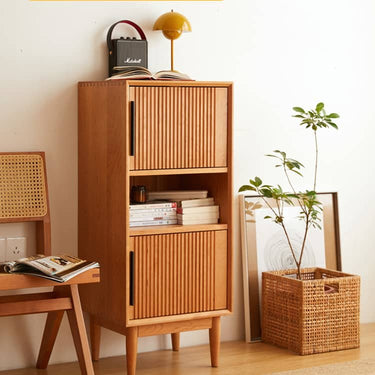Elegant Cherry Wood and Aluminum Alloy Cabinet - Natural Finish hykmq - 769MUTUKISPACE
