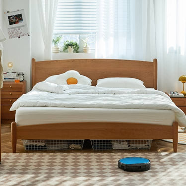 Elegant Bed in Natural Wood Colors - Luxurious Cherry & Beech Options hykmq - 771MUTUKISPACE