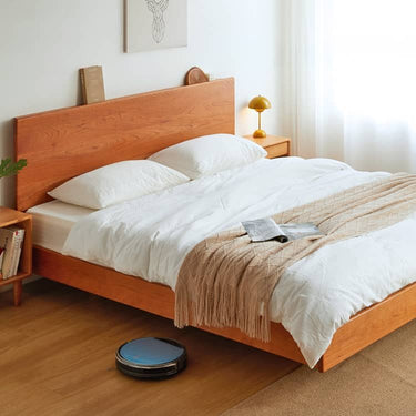 Stunning Cherry Wood Bed Frame - Natural Wood Finish for Elegant Bedroom Decor hykmq - 773MUTUKISPACE