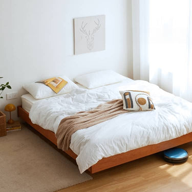 Stunning Cherry Wood Bed Frame in Natural Wood Finish - Perfect for Your Bedroom hykmq - 774MUTUKISPACE
