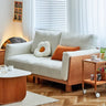 Luxurious Off White Sofa with Natural Cherry Wood Accents - Comfortable Cotton, Down, Foam & Faux Leather Upholstery hykmq - 784MUTUKISPACE