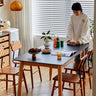 Elegant Black and Natural Wood Table with White Marble, Cherry Wood, and Red Oak Options hykmq - 787MUTUKISPACE