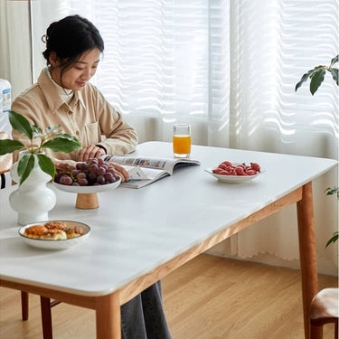 Elegant Black and Natural Wood Table with White Marble, Cherry Wood, and Red Oak Options hykmq - 787MUTUKISPACE