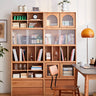 Elegant Cherry Wood and Glass Cabinet with Copper Accents - Premium Plywood Design hykmq - 789MUTUKISPACE
