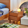Stylish Bedside Cupboard in Red Oak and Cherry Wood with Glass Accents hykmq - 794MUTUKISPACE