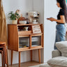 Stunning Cherry Wood Cabinet with Glass Doors and Copper Accents - Premium Plywood Construction hykmq - 795MUTUKISPACE