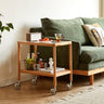 Elegant Multi - Material Rolling Cart: Natural Cherry Wood, Glass, and Metal Finish hykmq - 797MUTUKISPACE