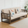 Stylish Dark Brown Sofa with Natural Oak Wood Accents in Grey, Beige, Pink, Yellow, and Light Blue Options hym - 1531MUTUKISPACE