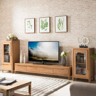 Stunning Brown Oak TV Cabinet - Natural Wood Finish for Elegant Living Rooms hym - 1532MUTUKISPACE