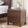 Natural Brown Oak & Tung Wood Bedside Cupboard - Stylish & Durable Nightstand hym - 473MUTUKISPACE