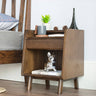 Natural Brown Oak Wood Bedside Cupboard – Premium Tung Wood Finish hym - 475MUTUKISPACE