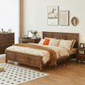 Stunning Brown Oak Wood Pine Bed Frame for a Cozy Bedroom hym - 478MUTUKISPACE