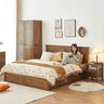 Luxurious Oak Pine Brown Wood Bed – Perfect for a Stylish Bedroom Upgrade hym - 479MUTUKISPACE
