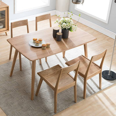 Elegant Brown Oak Wood Dining Table - Natural Finish hym - 482MUTUKISPACE