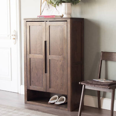 Premium Brown Oak & Tung Wood Cabinet - Natural Wood Finish hym - 484MUTUKISPACE