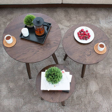 Elegant Brown Oak Wood Coffee Table - Natural Finish, Perfect for Any Room hym - 485MUTUKISPACE