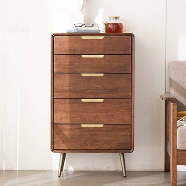 Stylish Brown Tung Wood and Metal Chest hym - 487MUTUKISPACE