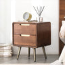 Stylish Bedside Cupboard - Brown Tung Wood & Metal Finish hym - 489MUTUKISPACE
