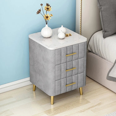 Luxurious Bedside Cupboard with Marble Top & Leather Finish - Elegant Storage Solution hyq - 4418MUTUKISPACE