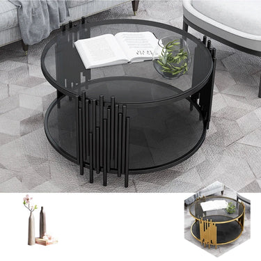 Stylish Round Tea Table with Tempered Glass & Sintered Stone - Modern Centerpiece for Your Living Room hyq - 4420MUTUKISPACE