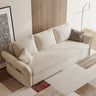 Elegant Beige & Light Gray Sofa with Pink & Blue Accents, Comfortable Dark Brown Faux Leather & Cotton Blend hyt - 1424MUTUKISPACE