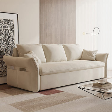 Elegant Beige & Light Gray Sofa with Pink & Blue Accents, Comfortable Dark Brown Faux Leather & Cotton Blend hyt - 1424MUTUKISPACE